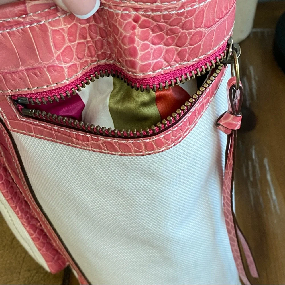 Coach RARE Exotic Legacy Pink Croc Embossed Trim Tote Y2K - Picture 13 of 17